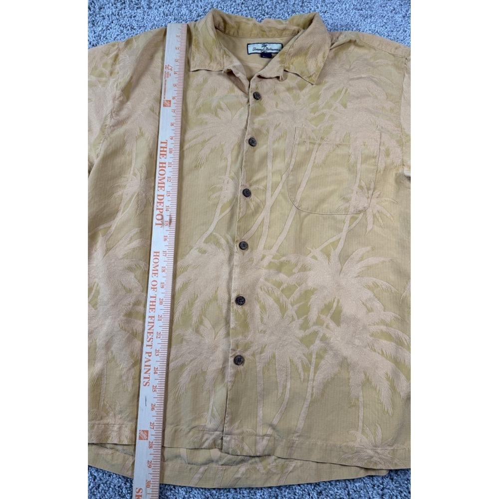 Tommy Bahama Mens Jacquard Print Silk Shirt Palm Tree Coconut Buttons Large - Picture 6 of 6